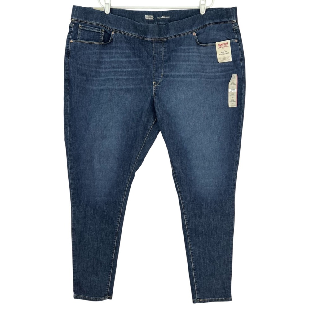 Signature Levi Strauss Women Blue Pull-On Super Skinny Jean Plus 28L Stretch NWT
